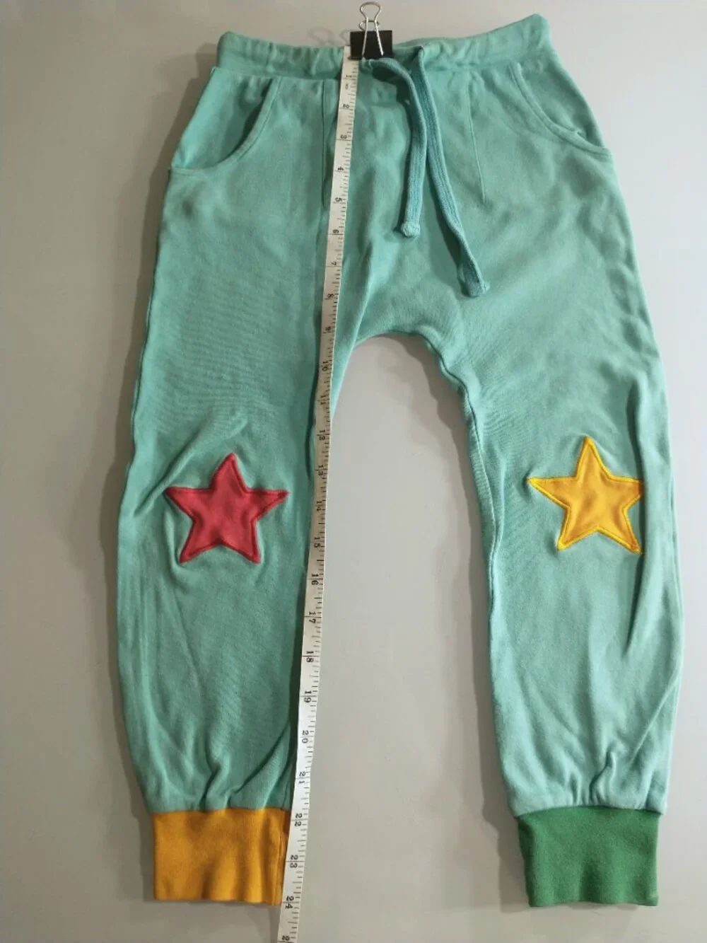 Little Green Radicals Organic Cotton Star Knee Patch Joggers Size 6-7Y Blue Sky